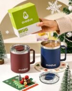 12oz Insulated Coffee Mug with Lid – Includes Two Lids, Stainless Steel Coffee Travel Mug with Handle, Double Wall Vacuum Insulated Camping Mug for Home, Office & Outdoor, Sage Green - Image 5