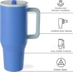 Modern 40 oz Tumbler with Handle & Simple Flip Straw - Car Cup Holders, Leak Resistant Water Bottle-Reusable Insulated Stainless Steel & Rubber Base - Gifts for Women & Men | Traveler (Riptide) - Image 3