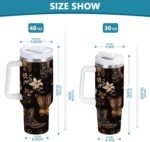 Western Cowboy Boots 40 oz Tumbler Flowers Insulated Travel Mug with Handle and Straw Lid Stainless Steel Vacuum Coffee Cup Tea Beverage Container Water Bottles for Car Sports office - Image 4