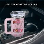 Pink Christian Inspirational Tumbler, Pray Over It Bible Verse Gifts, Christian Gifts for Women, Daily Prayer Pink Tumbler With Handle Jesus Cup 40oz - Image 7
