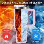 Pink Christian Inspirational Tumbler, Pray Over It Bible Verse Gifts, Christian Gifts for Women, Daily Prayer Pink Tumbler With Handle Jesus Cup 40oz - Image 8