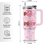 Pink Christian Inspirational Tumbler, Pray Over It Bible Verse Gifts, Christian Gifts for Women, Daily Prayer Pink Tumbler With Handle Jesus Cup 40oz - Image 9