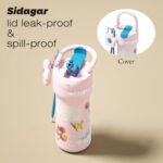 24 oz Tumbler with Handle and Straw, Stainless Steel Insulated Water Tumbler, Aesthetic Floral Coffee Mug for Women, Yoga & Commute, Heart Charm Accessory - Bloom Pink - Image 4