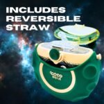 Cocosmile Astronaut Round Kids Water Bottle with Removable Sleeve - Easy Open Button, Carrying Lanyard - Tritan Plastic Water Bottle Ideal for School Boys Girls, BPA Free Kids Cup (With Straw) - Image 5