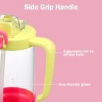 32oz Glass Water Bottle, 2-in-1 Straw and Sip Spout Lid, Leakproof Wide Mouth Tumbler with Handle, BPA-Free Reusable Bottle for Sports, Office, Outdoor, Bright Pink - Image 5