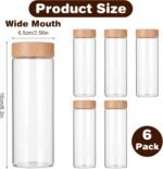 6 Pack Glass Bottles with Lids 12 oz Juicing Bottles Reusable Glass Wide Mouth Juice Bottle for Juicing Airtight Leak Proof Drinking Milk Water Bottle for Juice Tea Milk Storage - Image 3