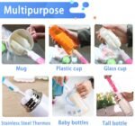INVODA 4PCS Sponge Cup Brush with 4PCS Straw Brushes Portable Long Handle Water Bottle Cleaner Brush for Baby Bottles Vacuum Flasks Mugs Glasswares - Image 3