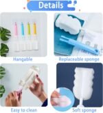 INVODA 4PCS Sponge Cup Brush with 4PCS Straw Brushes Portable Long Handle Water Bottle Cleaner Brush for Baby Bottles Vacuum Flasks Mugs Glasswares - Image 4