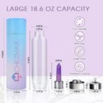 ChezMax Crystal Glass Water Bottle Energy Quartz Gemstone Water Bottle with Changeable Natural Crystal Center for Healing and Wellness Amethyst - Image 3