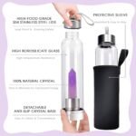 ChezMax Crystal Glass Water Bottle Energy Quartz Gemstone Water Bottle with Changeable Natural Crystal Center for Healing and Wellness Amethyst - Image 4