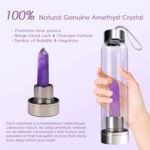 ChezMax Crystal Glass Water Bottle Energy Quartz Gemstone Water Bottle with Changeable Natural Crystal Center for Healing and Wellness Amethyst - Image 5