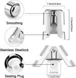 3Pack Leak-Proof Champagne Bottle Stoppers, Stainless Steel Reusable Wine Stoppers, Vacuum Sealer for Fresh Sparkling Wine - Image 3