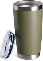 8 pack 20 OZ Double Wall Stainless Steel Vacuum Insulated Tumbler Coffee Travel Mug With Lid, Durable Powder Coated Insulated Coffee Cup for Cold & Hot Drinks (ArmyGreen, 8 pack) - Image 3