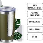 8 pack 20 OZ Double Wall Stainless Steel Vacuum Insulated Tumbler Coffee Travel Mug With Lid, Durable Powder Coated Insulated Coffee Cup for Cold & Hot Drinks (ArmyGreen, 8 pack) - Image 5