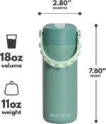 Elemental Insulated Kids Water Bottle, Stainless Steel Water Bottle with Straw Lid & Pop-It Handle, Leak-Proof Water Bottles for School, Boys or Girls, Travelling and Sports, 18oz - Sage - Image 3