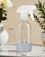4 Pack Glass Spray Bottles 8 oz, Empty Refillable Containers with Silicone Sleeve Protection, Glass Spray Bottles for Cleaning Solutions, Hair and Plants with Adjustable Nozzles Blue&Grey - Image 3