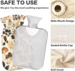 Cottage Style Aesthetic Mushrooms Hot Water Bottle with Cover, 2Liter Soft Velvet Winter Warm Water Bag for Neck and Shoulder Pain Relief Period Cramps Bed Hand Feet Warmer - Image 3