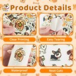 65 Pcs Cute Dogs Water Bottle Stickers for Kids, Vinyl Waterproof Animal Decals for Classroom School, Students Teachers Supplies Prizes for Kids Teen Girls - Image 4