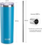 koodee 20 oz Stainless Steel Skinny Tumblers (4 Pack) Double Wall Insulated Water Tumbler Cup with Straw, Lids and Straw Brushes (Baby blue/White/Pink/Sky Blue) - Image 6