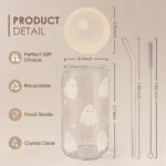 SANDJEST Halloween 16oz Can Glass Tumbler with Acrylic Lid & Straw, Iced Coffee Cup for Women Girls, Aesthetic Cups Gifts for Party - Image 3
