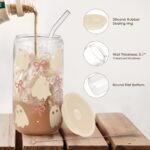 SANDJEST Halloween 16oz Can Glass Tumbler with Acrylic Lid & Straw, Iced Coffee Cup for Women Girls, Aesthetic Cups Gifts for Party - Image 4