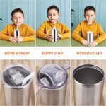 12oz Stainless Steel Sippy Cups for Toddlers with Handles, Spill Proof Double Wall Vacuum Insulated Sippy Cups, Kids Straw Cups with Extra Lids for School, Outdoor - Image 4