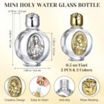 VILLCASE 2pcs Glass Holy Water Bottle, Decorative Bottles Holy Water Container, Portable Empty Container for Anointing Oil, Catholic Christian Presents & Church Home Altar (Gold + Silver) - Image 4