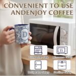 Blue Toile Letter D Mug, 11 oz French Floral Ceramic Coffee Cup Tea Cup with Initials, Personalized Birthday Gifts for Women Men Friend Friendship Unique Aesthetic Mug - Image 5