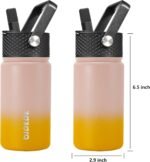 BJPKPK Water Bottle with Straw Lid, 15 oz Insulated Water Bottle, Stainless Steel Metal Water Bottles, Reusable Leak Proof BPA Free Thermo, Flask, Cups, Coral - Image 3