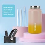 BJPKPK Water Bottle with Straw Lid, 15 oz Insulated Water Bottle, Stainless Steel Metal Water Bottles, Reusable Leak Proof BPA Free Thermo, Flask, Cups, Coral - Image 5