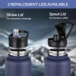 HASLE OUTFITTERS 32 oz Insulated Water Bottle Stainless Steel Double Walled Vacuum Sports Water Bottle with 2 Lids (Straw and Spout Lid) for Gym Camping Hiking(Navy,4) - Image 5