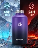 Insulated Water Bottle 64 oz, Vacuum Stainless Steel Water Bottle Keep Cold 48Hrs, Half Gallon Large Water Jug for Travel, Sport, Gym, Hiking with Carrier Bag, Purple/Black - Image 3