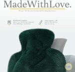 Qomfor Hot Water Bottle with Soft Cover - 1.8L Large - Classic Hot Water Bag for Pain Relief, Neck and Shoulders, Feet Warmer, Menstrual Cramps, Hot and Cold Therapy - Great Gift for Women - Green - Image 4