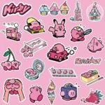 100pcs Kirby Game Stickers for Boys and Girls, Cool Waterproof Vinyl Decal for Teen Adult Boy Laptop, Travel Case, Phone, Bike, Water Bottle, Guitar, Computer, Skateboard (Black) - Image 3