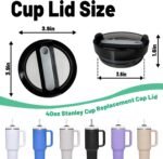 40 OZ Tumbler Lid Replacement Fit for Stanley Cup, 2 Pack Clear Replacement Lids Fit for Stanley Travel Tumbler, Spill Proof Tumbler Covers for Stanley Cup Accessories (Opaque - Black) - Image 3