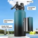 40oz Insulated Water Bottle - 2-in-1 Leak-Proof Lid (Sip/Straw) + Handle, Stainless Steel Bottle Bulk for Sports, Commuting, Office Work, Outdoor Activities, Black, 4 Pack - Image 5