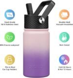 BJPKPK Insulated Water Bottle with Straw Lid, 15oz Cute Water Bottles, Stainless Steel Metal Thermo, Reusable BPA Free Leak Proof Tumblers, Cups,Violet - Image 3