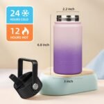 BJPKPK Insulated Water Bottle with Straw Lid, 15oz Cute Water Bottles, Stainless Steel Metal Thermo, Reusable BPA Free Leak Proof Tumblers, Cups,Violet - Image 4