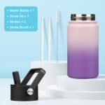 BJPKPK Insulated Water Bottle with Straw Lid, 15oz Cute Water Bottles, Stainless Steel Metal Thermo, Reusable BPA Free Leak Proof Tumblers, Cups,Violet - Image 5