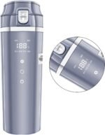 Heated Water Boiler 500ml Portable Heater Cup 12/24V Convenient Electric Hot Water Cup with Temperature Display Heating Cup Heat Water for Tea Coffee while Traveling (Gray) - Image 3