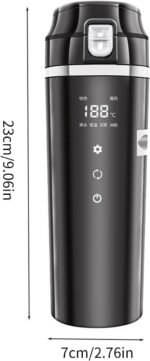 Heated Water Boiler 500ml Portable Heater Cup 12/24V Convenient Electric Hot Water Cup with Temperature Display Heating Cup Heat Water for Tea Coffee while Traveling (Gray) - Image 4