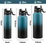 32oz Insulated Water Bottle - 2-in-1 Leak-Proof Lid (Sip/Straw) + Handle, Stainless Steel Bottle for Sports, Commuting, Office Work, Outdoor Activities, White, 1 Pack - Image 3