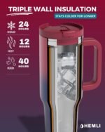 40 Oz Tumbler with Handle and Straw, Insulated Tumbler with Leakproof 2-in-1 Lid and Straw, Reusable and Portable Water and Coffee Stainless Steel Travel Mug, Vacuum Insulated - Image 3