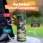Elemental Insulated Kids Water Bottle, Stainless Steel Water Bottle with Straw Lid & Pop-It Handle, Leak-Proof Water Bottles for School, Boys or Girls, Travelling and Sports, 18oz - Green Camo - Image 4