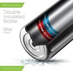 SipX™ 25 oz Insulated Water Bottle with 3 Lids – Leakproof Stainless Steel, Triple Insulated – Cold 24 Hours/Hot 12 Hours – Durable Bottle for School, Gym, Travel – Stainless - Image 4