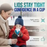 Rolling Sands USA Made 16 oz Reusable Coffee Cups with Lids 6 Pk, To Go Travel Cups, Hot or Cold Drinks, Dishwasher and Microwave Safe, White Cups, Black Lids - Image 6