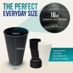 Rolling Sands USA Made 16 oz Reusable Coffee Cups with Lids 6 Pk, To Go Travel Cups, Hot or Cold Drinks, Dishwasher and Microwave Safe, White Cups, Black Lids - Image 8