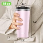 Insulated Coffee Mug with Ceramic Coating, 18oz Travel Mug with Leak-proof Lid, Vacuum Double-wall Tumbler, Stainless Steel Thermal Cup for Tea, Hot Cocoa, Cold Beverage, Ice Drinks - Image 5