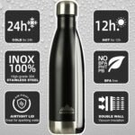 Mont-Clair H2O Stainless Steel Water Bottle, Vacuum insulated - BPA Free, 12h Hot & 24h Cold Drinks, Metal Water Bottle 34oz Leakproof, Ideal for Adult, Kids, Running - Black - Image 3