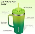 BJPKPK Insulated Tumbler with Handle, 18oz Insulated Tumblers with Lid and Straw, Stainless Steel Metal Water Bottles, Coffee Travel Mugs, Cups, Bamboo Grove - Image 3